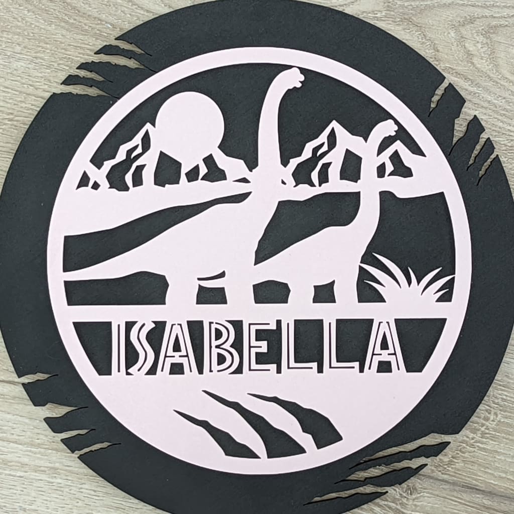 Dinosaur Name Wooden Round - Laser Cut Name Plaque