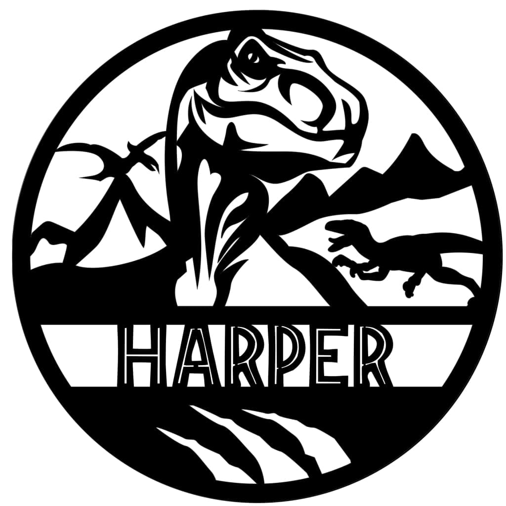 Dinosaur Name Wooden Round - Laser Cut Name Plaque