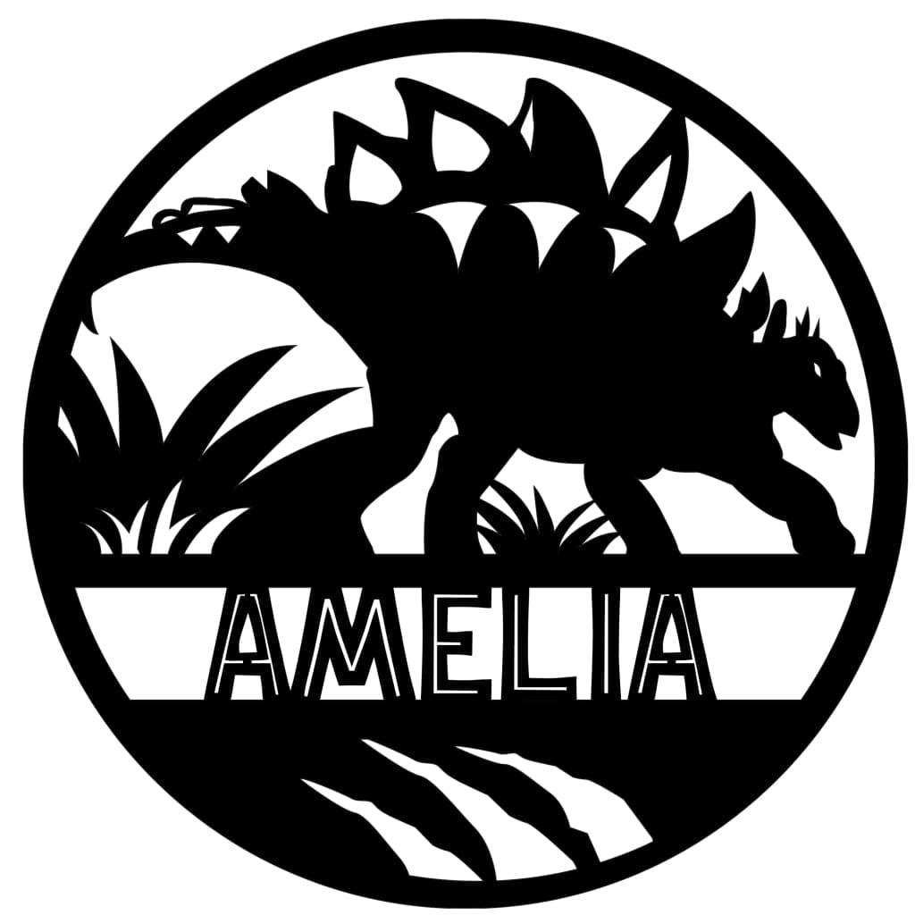 Dinosaur Name Wooden Round - Laser Cut Name Plaque