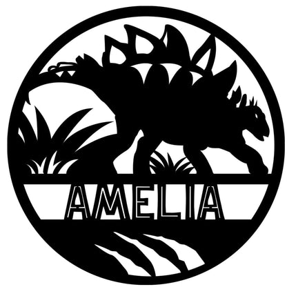 Dinosaur Name Wooden Round - Laser Cut Name Plaque