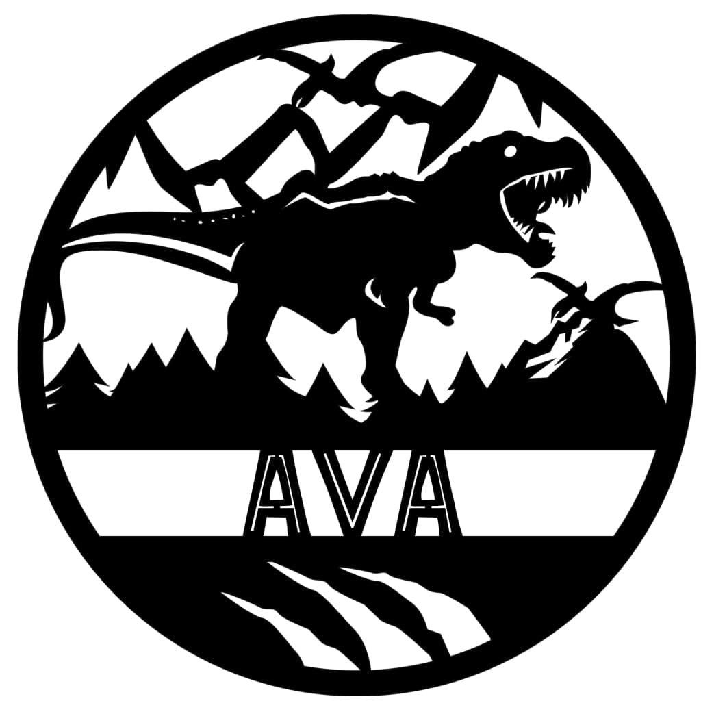 Dinosaur Name Wooden Round - Laser Cut Name Plaque