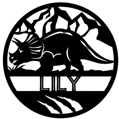 Dinosaur Name Wooden Round - Laser Cut Name Plaque