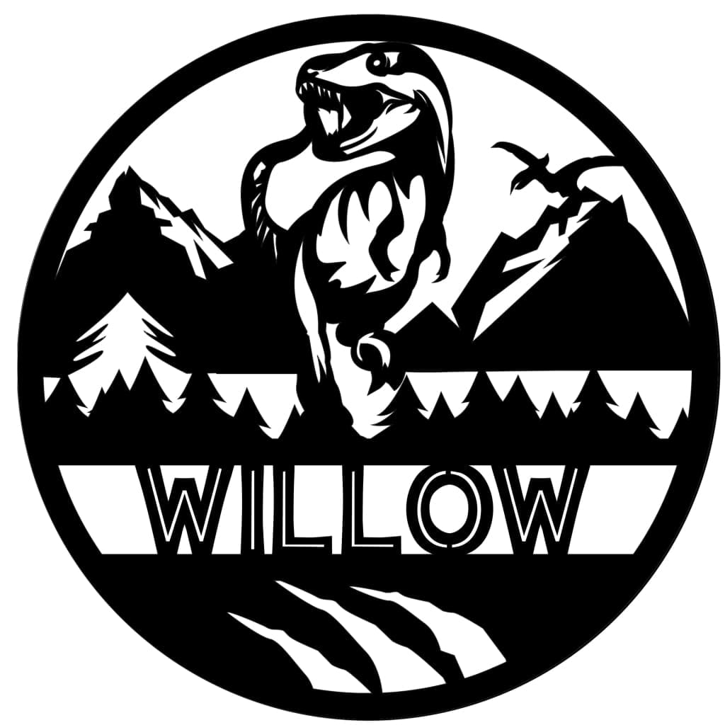 Dinosaur Name Wooden Round - Laser Cut Name Plaque