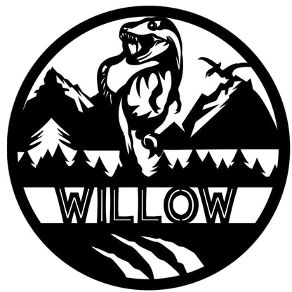 Dinosaur Name Wooden Round - Laser Cut Name Plaque