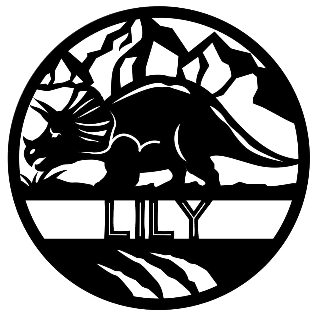 Dinosaur Name Wooden Round - Laser Cut Name Plaque