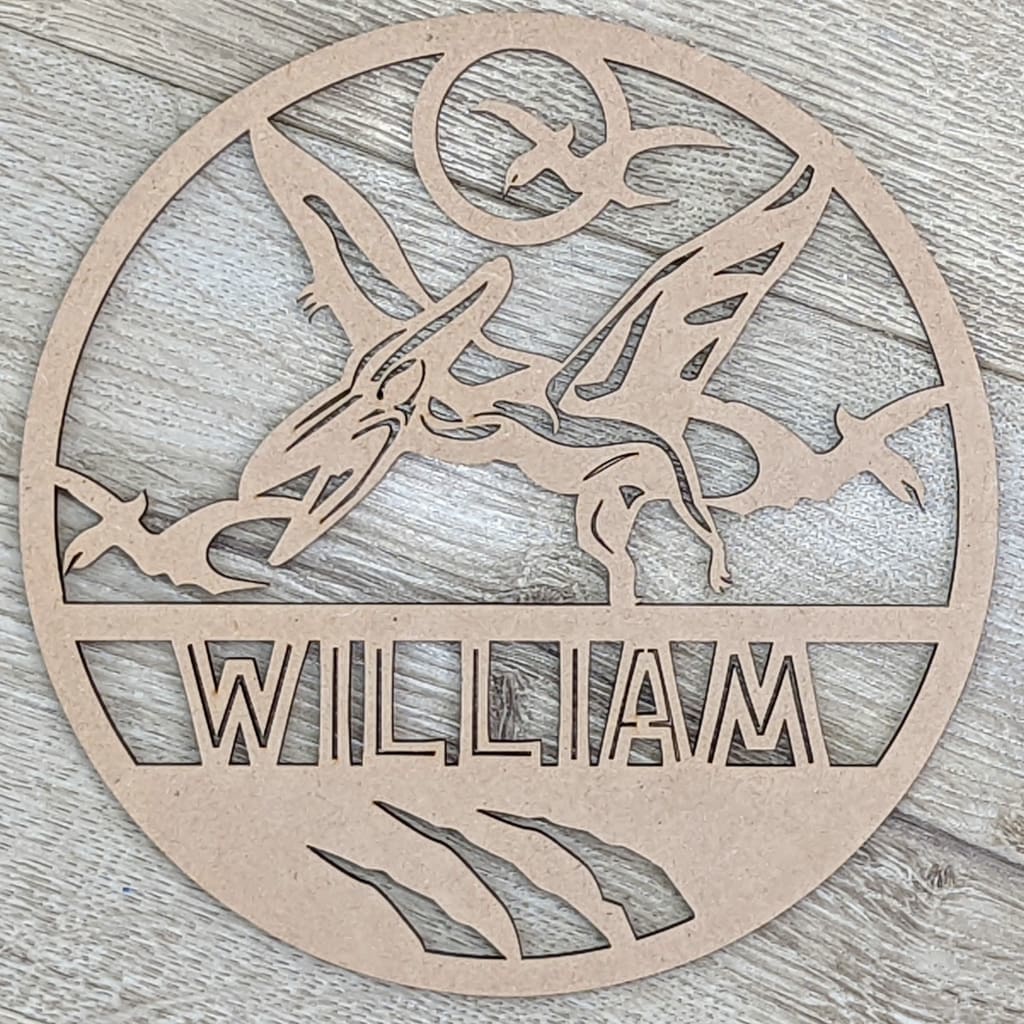 Dinosaur Name Wooden Round - Laser Cut Name Plaque