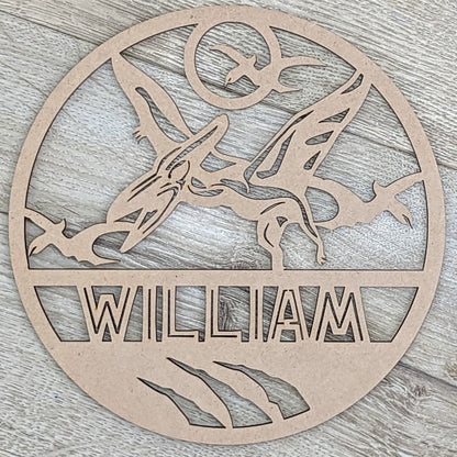 Dinosaur Name Wooden Round - Laser Cut Name Plaque