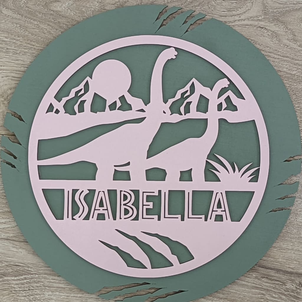 Dinosaur Name Wooden Round - Laser Cut Name Plaque