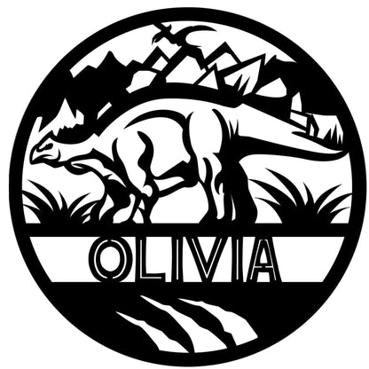 Dinosaur Name Wooden Round - Laser Cut Name Plaque