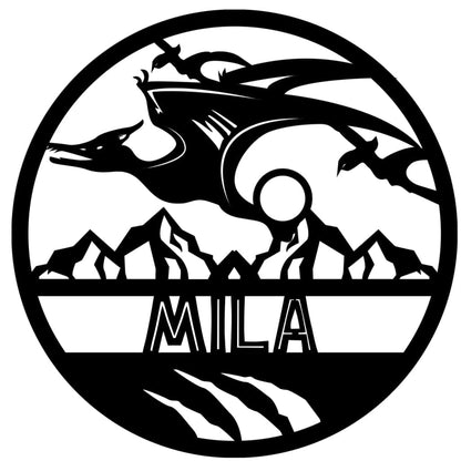 Dinosaur Name Wooden Round - Laser Cut Name Plaque