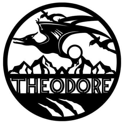 Dinosaur Name Wooden Round - Laser Cut Name Plaque