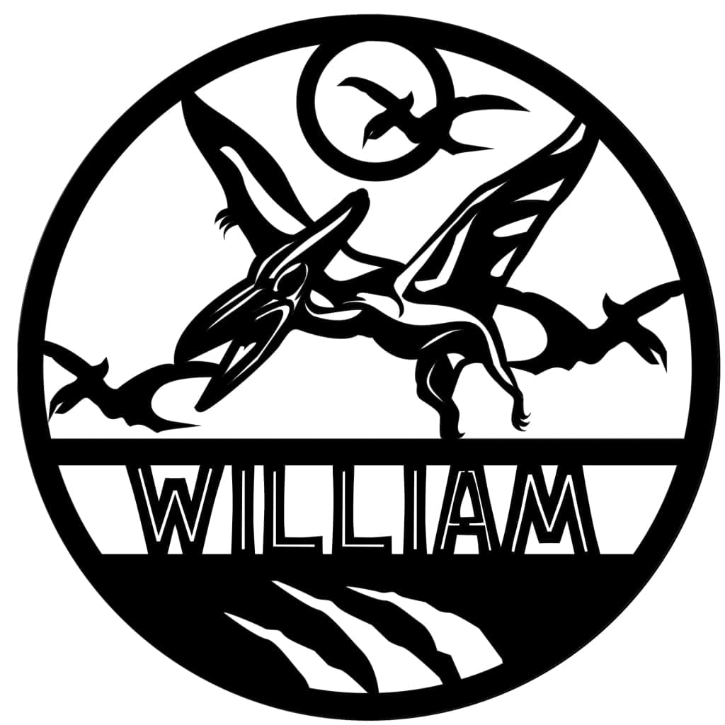 Dinosaur Name Wooden Round - Laser Cut Name Plaque