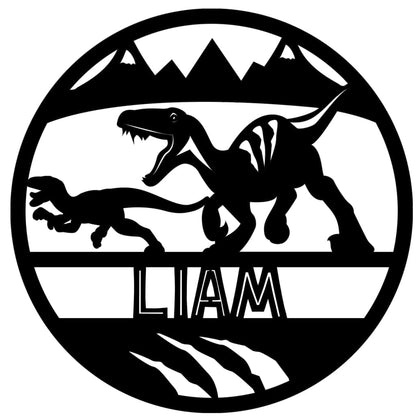 Dinosaur Name Wooden Round - Laser Cut Name Plaque