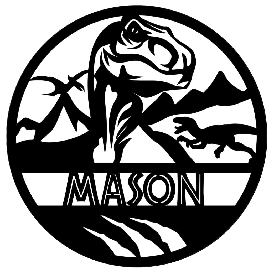 Dinosaur Name Wooden Round - Laser Cut Name Plaque