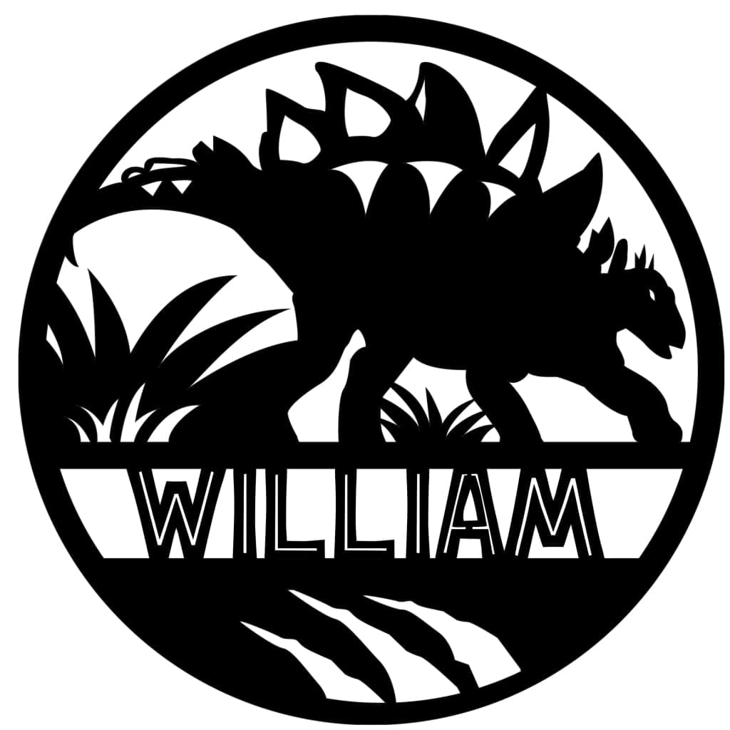 Dinosaur Name Wooden Round - Laser Cut Name Plaque