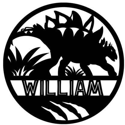 Dinosaur Name Wooden Round - Laser Cut Name Plaque