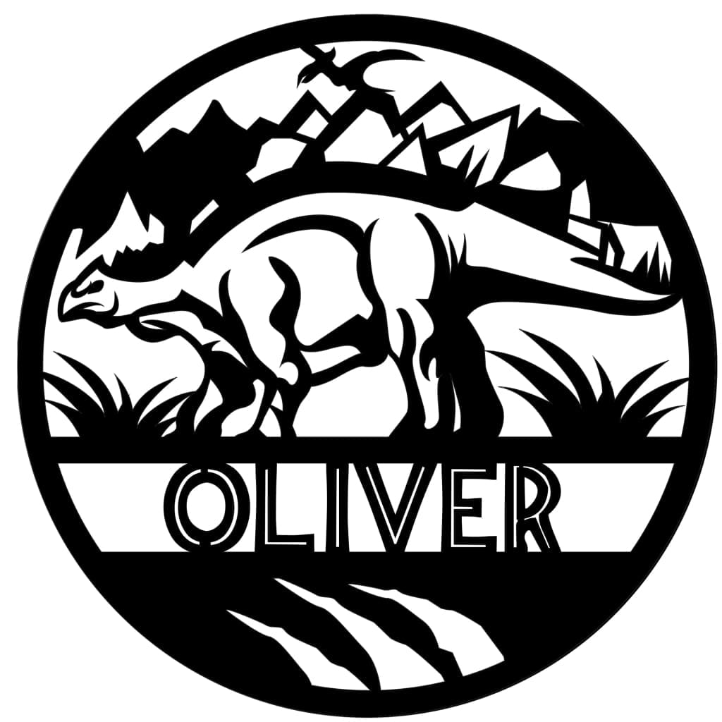 Dinosaur Name Wooden Round - Laser Cut Name Plaque