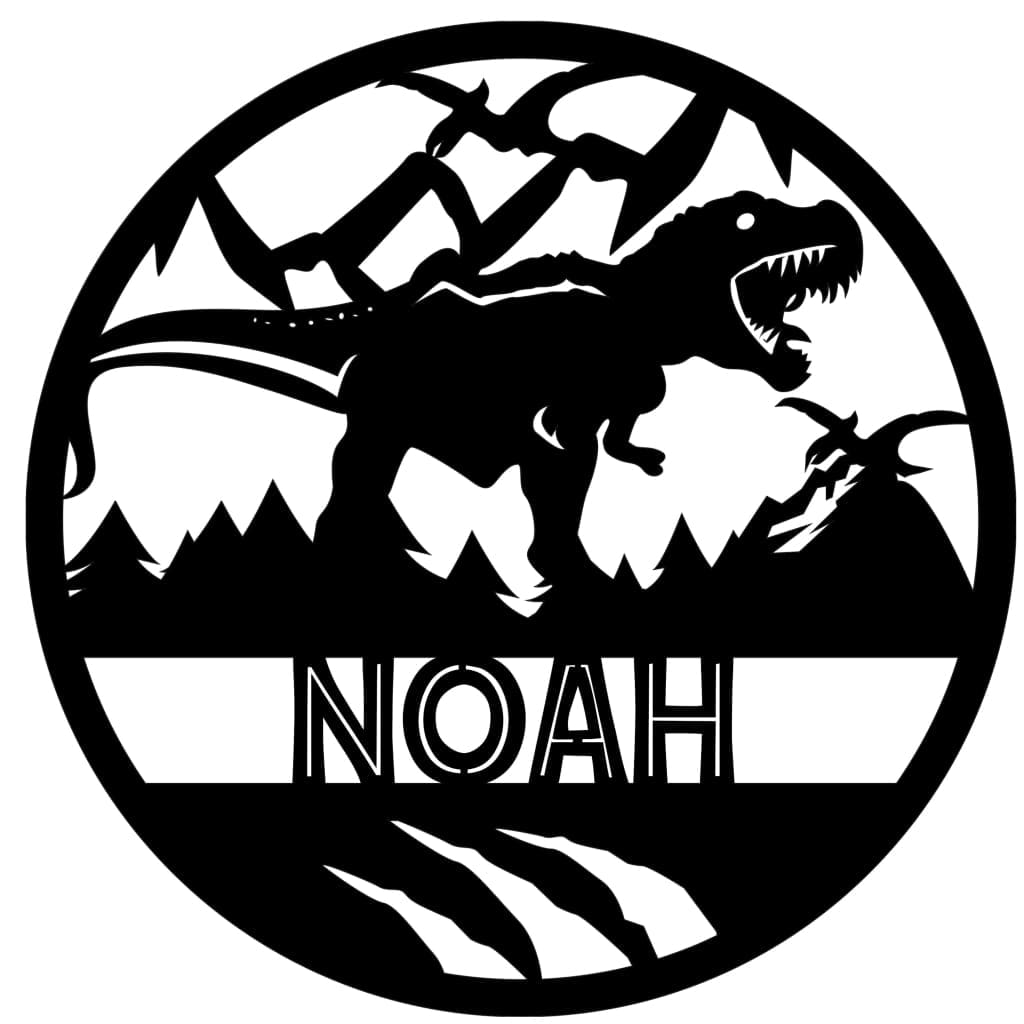 Dinosaur Name Wooden Round - Laser Cut Name Plaque