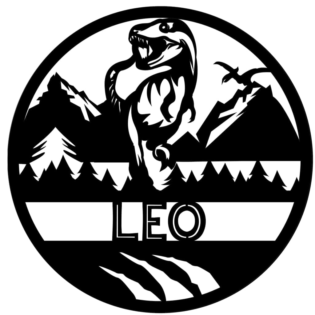 Dinosaur Name Wooden Round - Laser Cut Name Plaque