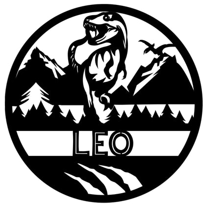 Dinosaur Name Wooden Round - Laser Cut Name Plaque