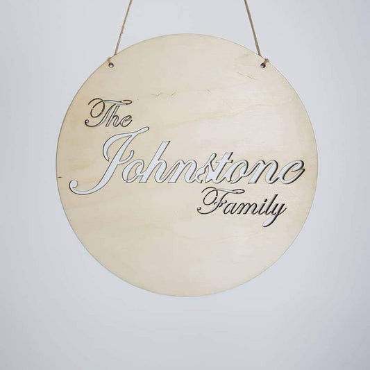 Family Name in Circle - Laser Cut Name Plaque