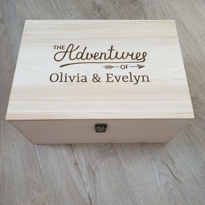 Keepsake Box Pine Engraved The Adventures Of Personalised - Keepsake Box