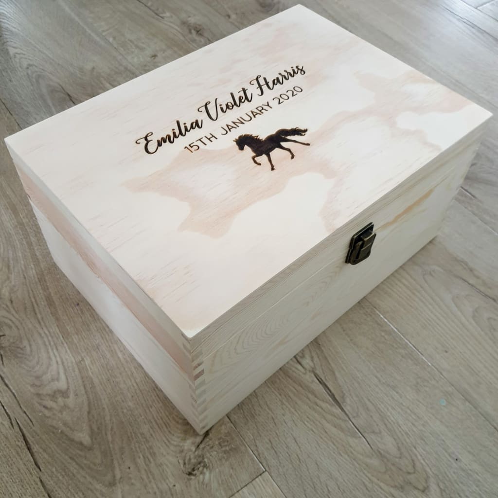 Keepsake Pine Engraved Box Animal - Keepsake Box