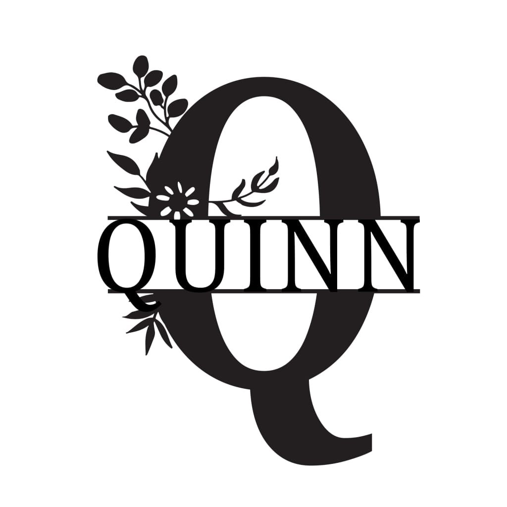 Monogram Letter With Name Floral Wreath Nude (Unpainted) - Laser Cut Name Plaque