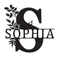 Monogram Letter With Name Floral Wreath Nude (Unpainted) - Laser Cut Name Plaque