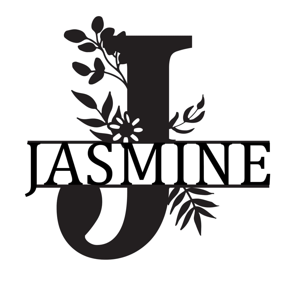 Monogram Letter With Name Floral Wreath Nude (Unpainted) - Laser Cut Name Plaque