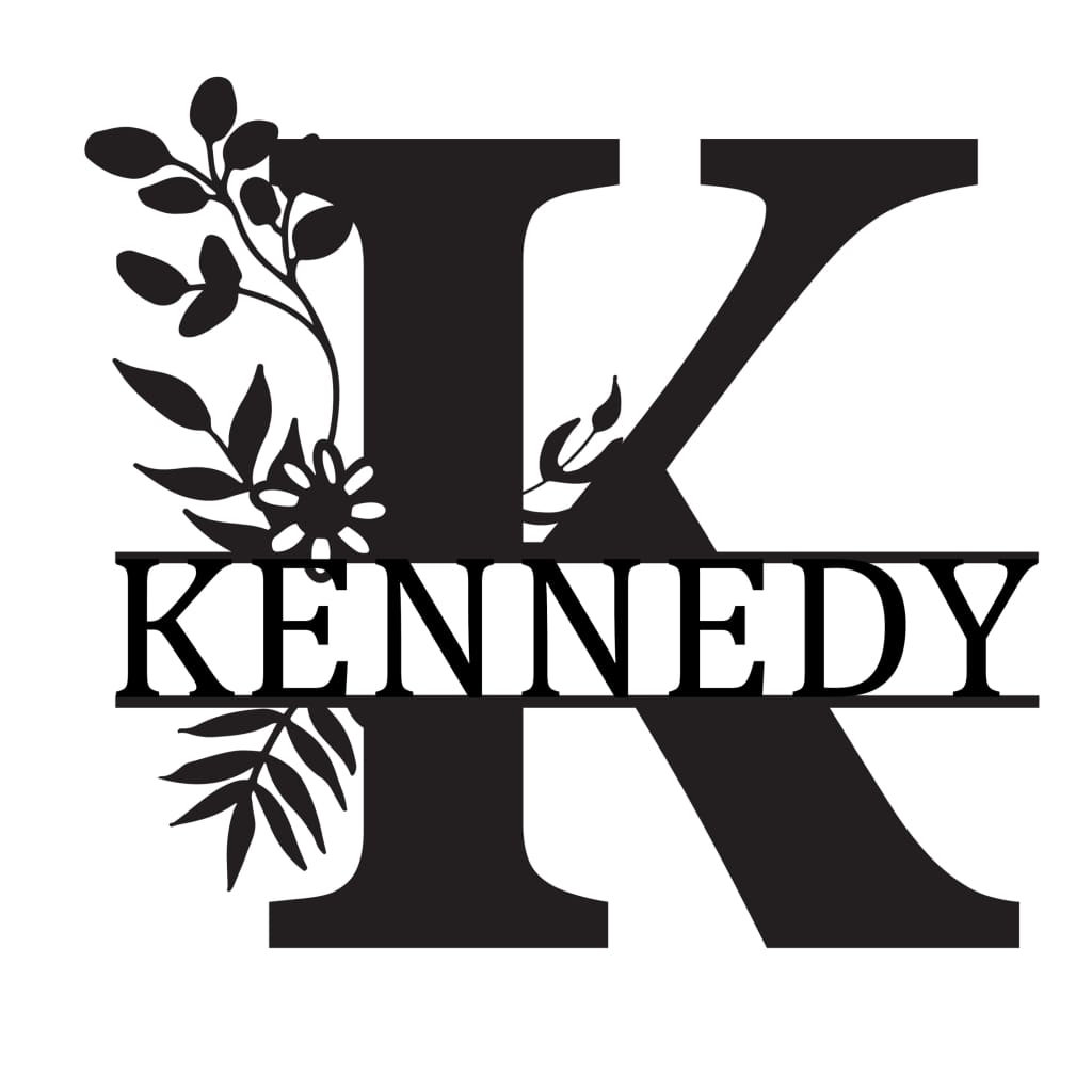 Monogram Letter With Name Floral Wreath Nude (Unpainted) - Laser Cut Name Plaque