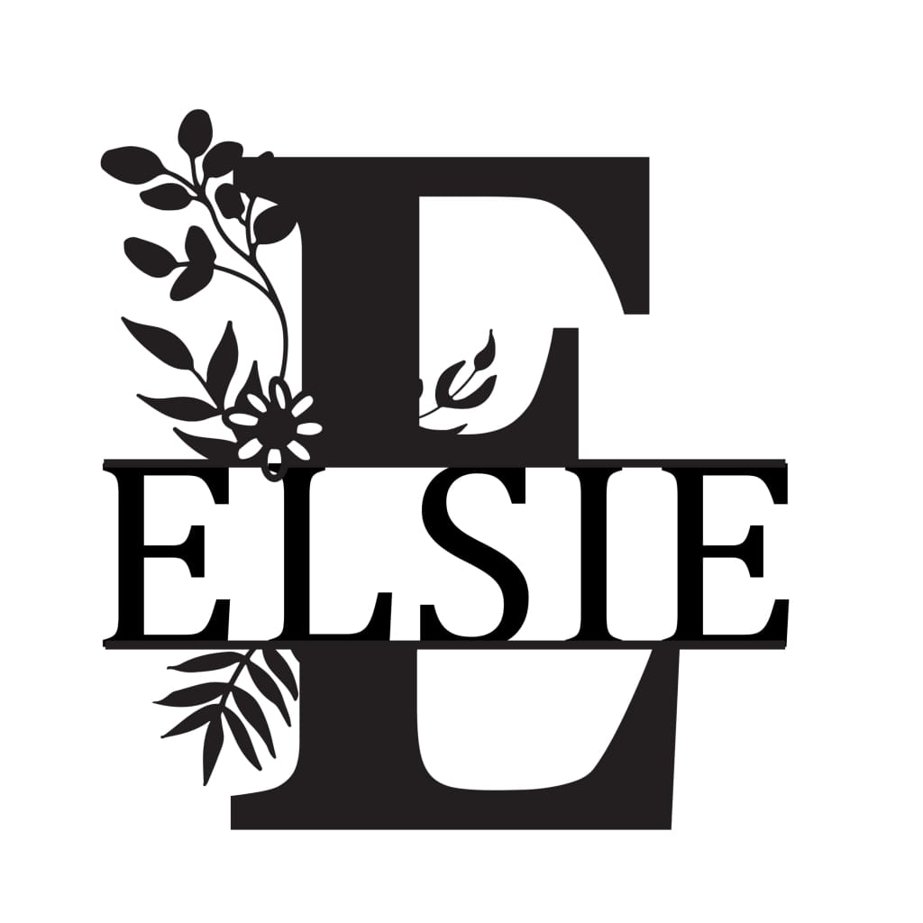 Monogram Letter With Name Floral Wreath Nude (Unpainted) - Laser Cut Name Plaque