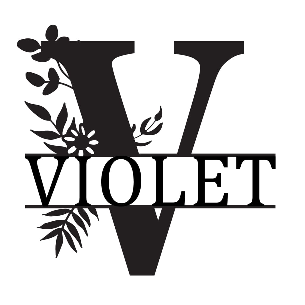 Monogram Letter With Name Floral Wreath Nude (Unpainted) - Laser Cut Name Plaque