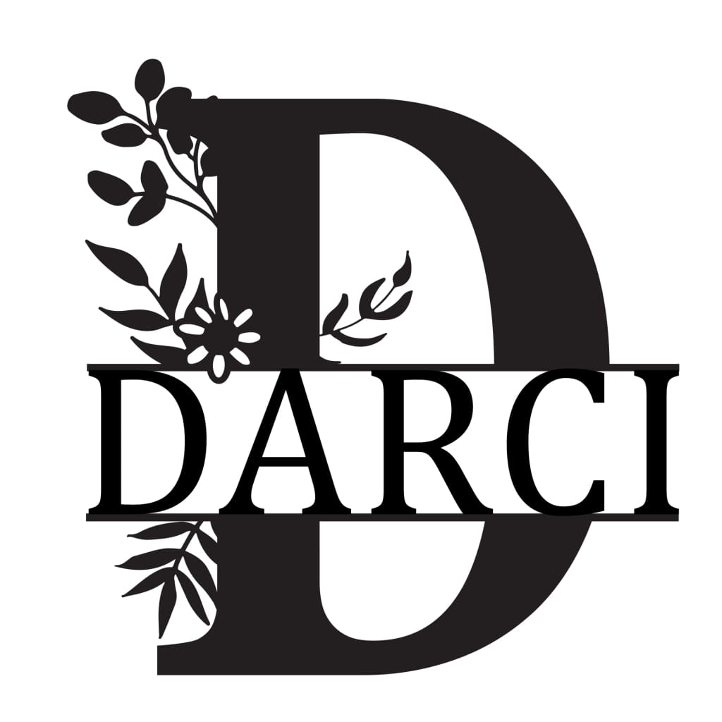 Monogram Letter With Name Floral Wreath Nude (Unpainted) - Laser Cut Name Plaque