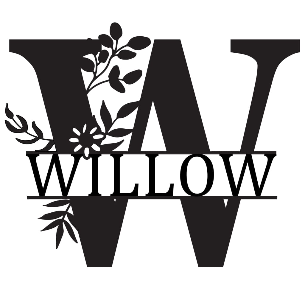 Monogram Letter With Name Floral Wreath Nude (Unpainted) - Laser Cut Name Plaque