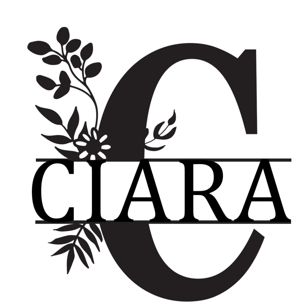 Monogram Letter With Name Floral Wreath Nude (Unpainted) - Laser Cut Name Plaque