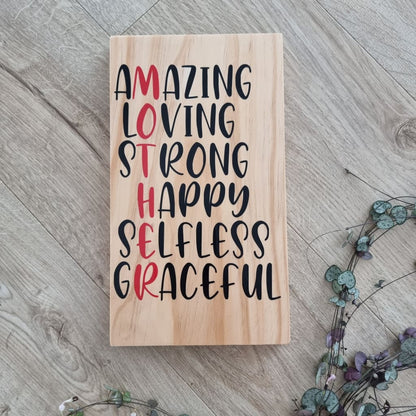 Mother Acrostic Pine Sign - General Signs