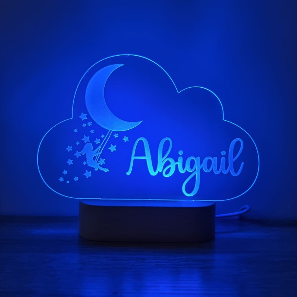 Night Light Girl Moon Swing Personalised Cloud Shape - Night Light