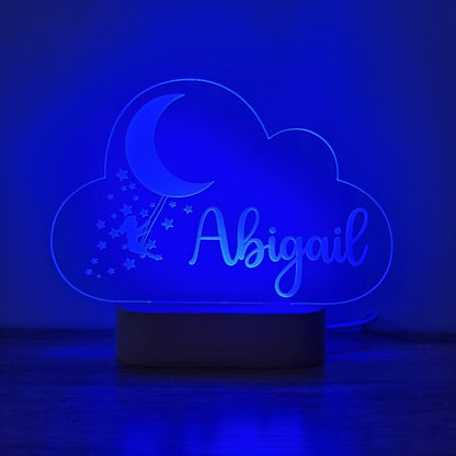 Night Light Girl Moon Swing Personalised Cloud Shape - Night Light