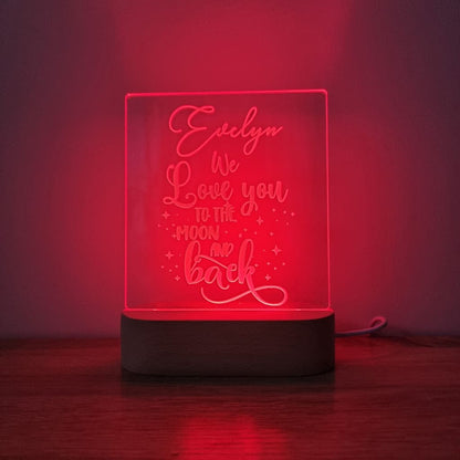 Night Light Moon and Back Personalised Name - Night Light
