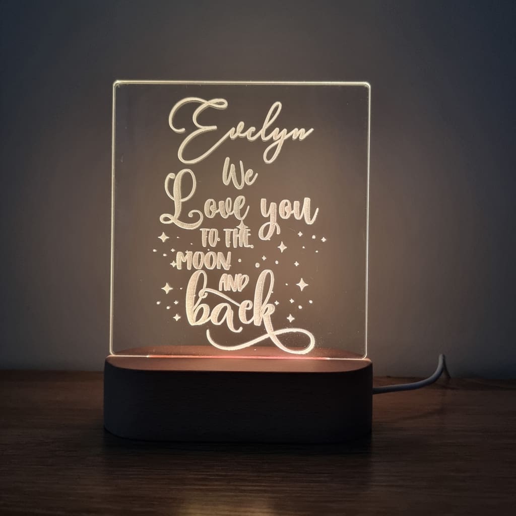 Night Light Moon and Back Personalised Name - Night Light