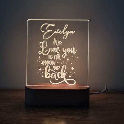 Night Light Moon and Back Personalised Name - Night Light