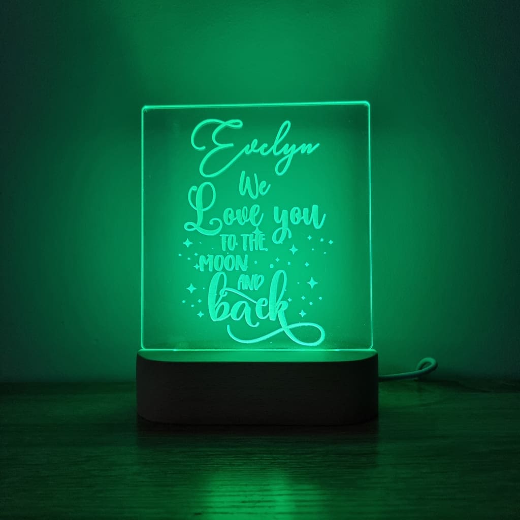 Night Light Moon and Back Personalised Name - Night Light