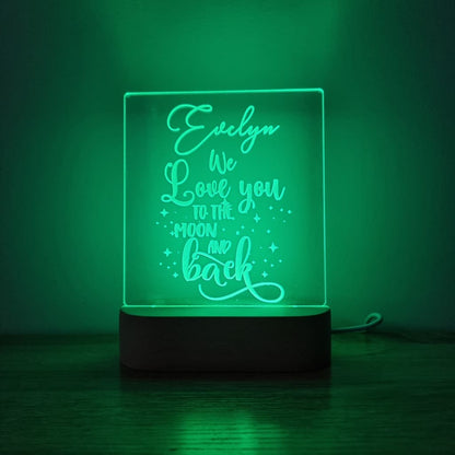 Night Light Moon and Back Personalised Name - Night Light