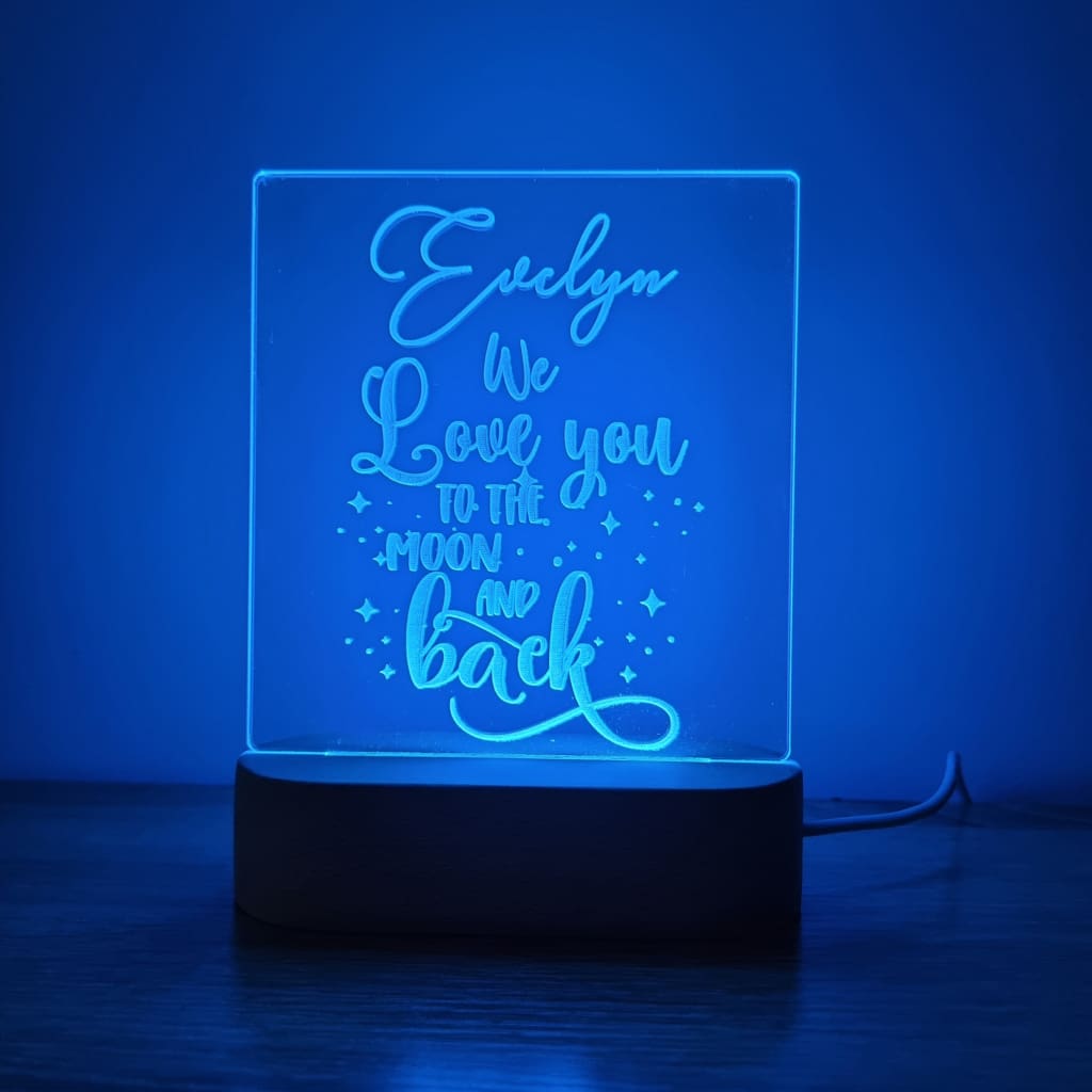 Night Light Moon and Back Personalised Name - Night Light