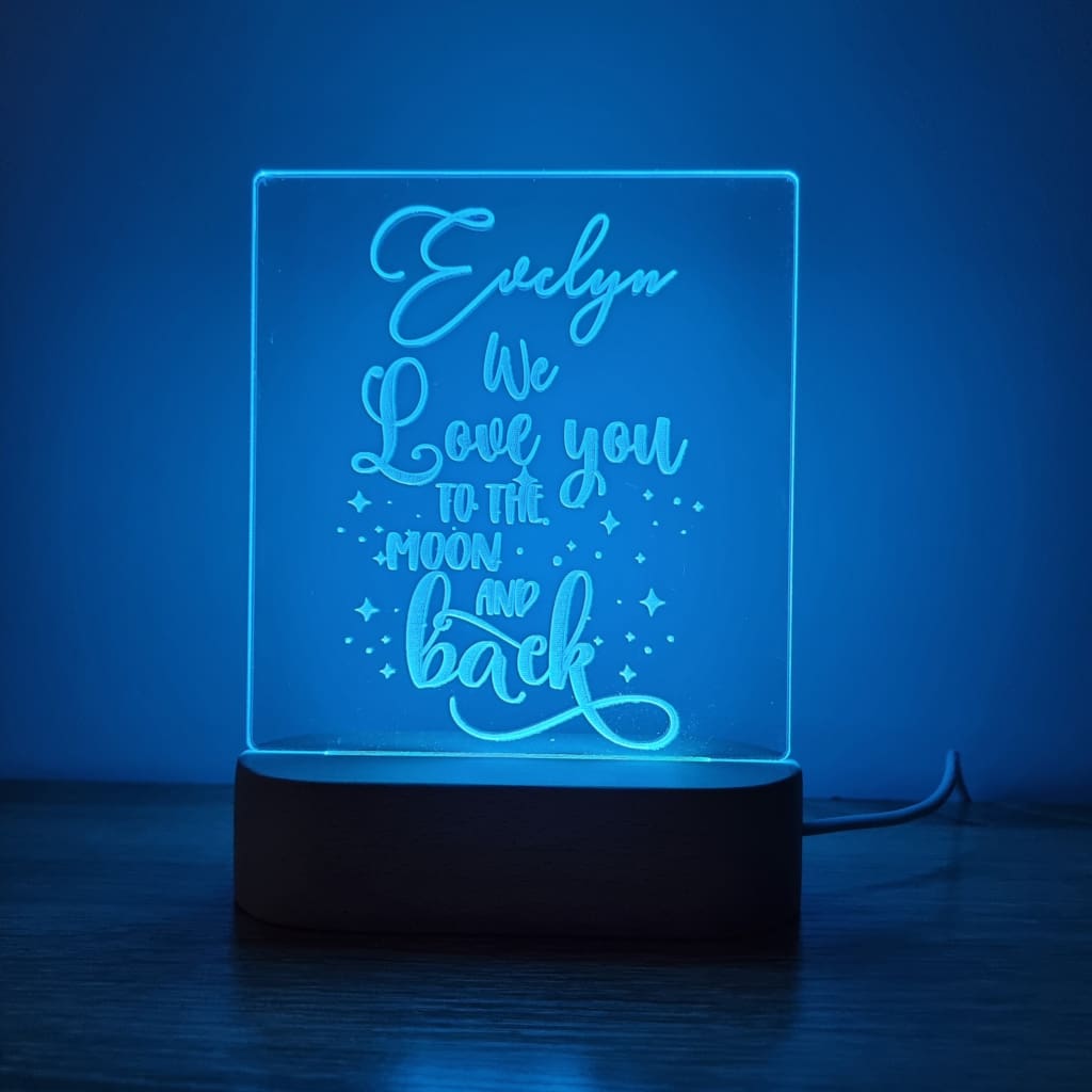 Night Light Moon and Back Personalised Name - Night Light