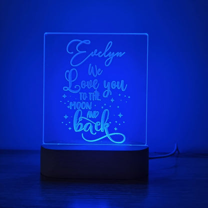 Night Light Moon and Back Personalised Name - Night Light