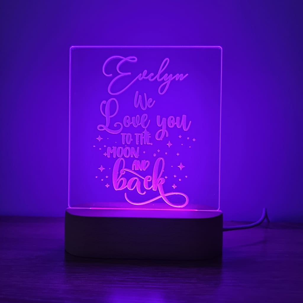 Night Light Moon and Back Personalised Name - Night Light