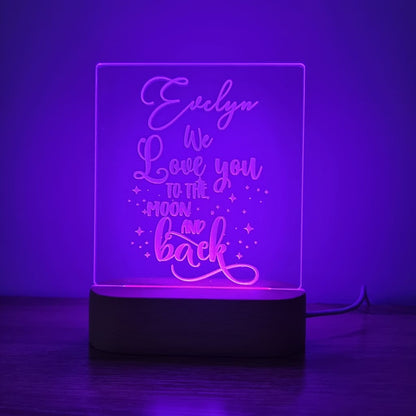 Night Light Moon and Back Personalised Name - Night Light