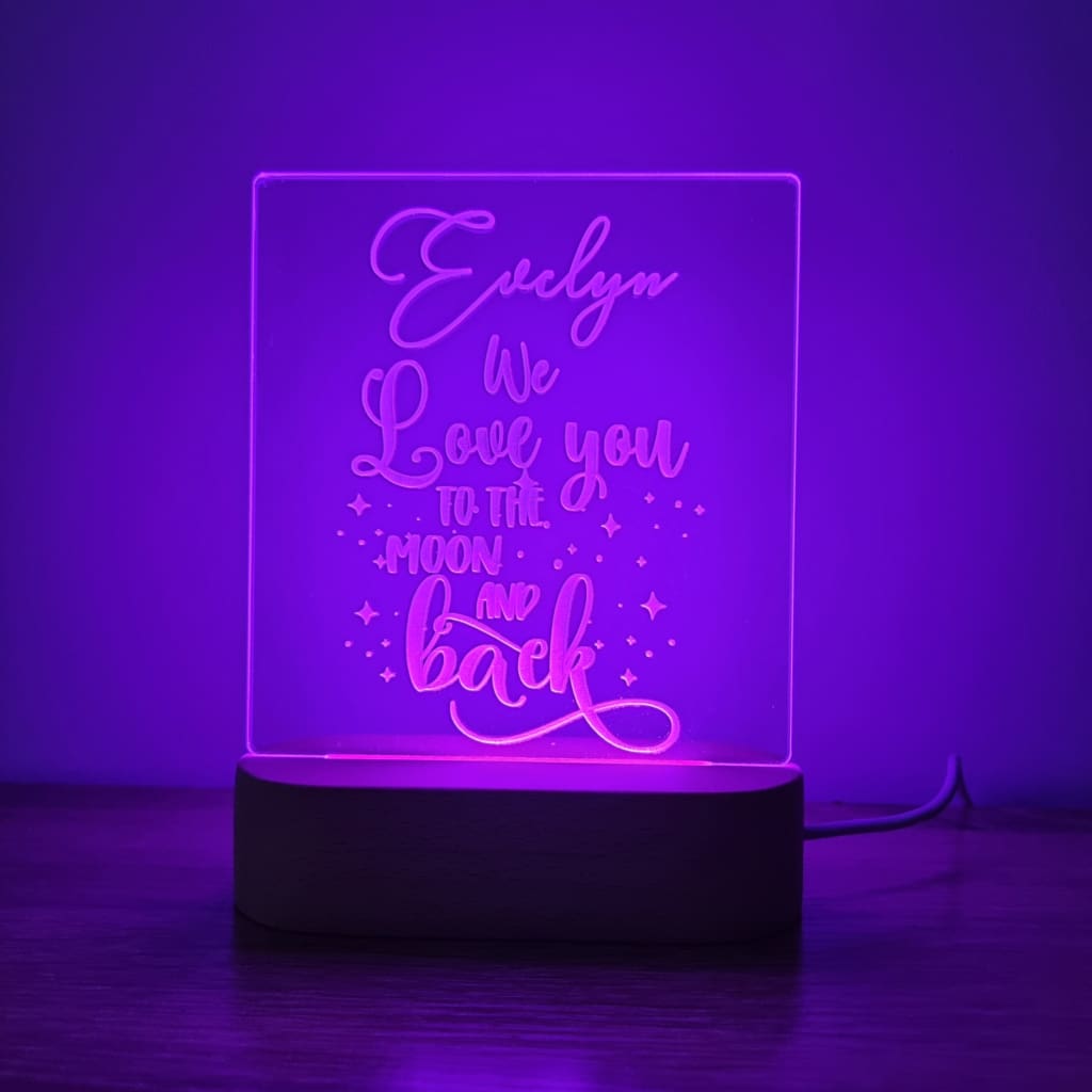 Night Light Moon and Back Personalised Name - Night Light